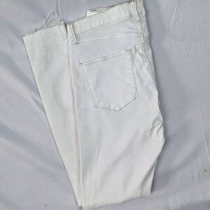 AYR Jean Skinny Stretch Ankle High Rise Distressed Ripped Zip Fly White 31 NWT